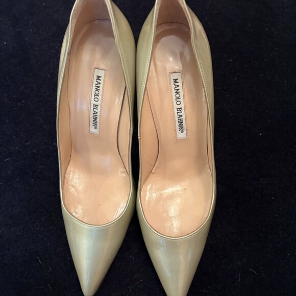 Silver Manolo Pumps - Patent Leather 37 / 7